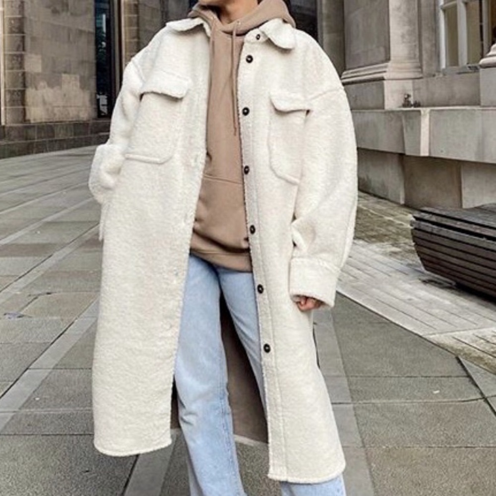 H&M Faux Shearling Shirt Jacket